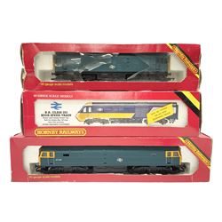 Hornby '00' gauge - B.R. Class 253 High Speed Train Intercity 125 two-car power and dummy power car set Nos.43010 & 43011; boxed; Class 47 Diesel Co-Co locomotive No.47421; and Class 25 Diesel Bo-Bo locomotive No.25247; both in part boxes (3)