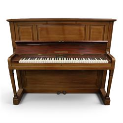 Edwardian C. Bechstein mahogany cased upright piano, with ivory keys and two pedals, manuf...