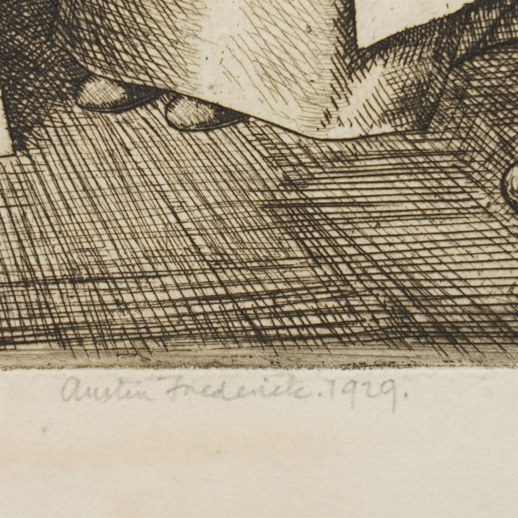 Frederick George Austin (British 1902-1990): The Carpenter and His Family, drypoint etching signed and dated 1929 in pencil 14cm x 16cm (unframed)
Provenance: direct from the granddaughter of the artist