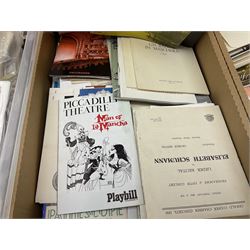 Large quantity of ephemera, mainly vintage theatre programmes, to include Royal Theatre Brighton programmes, Royal Shakespeare Company programmes, hand drawn theatre costume designs for Richard III, quantity of Horner's Penny Stories for People, Cinegram Preview magazines, Zigzag magazine etc, in four boxes 