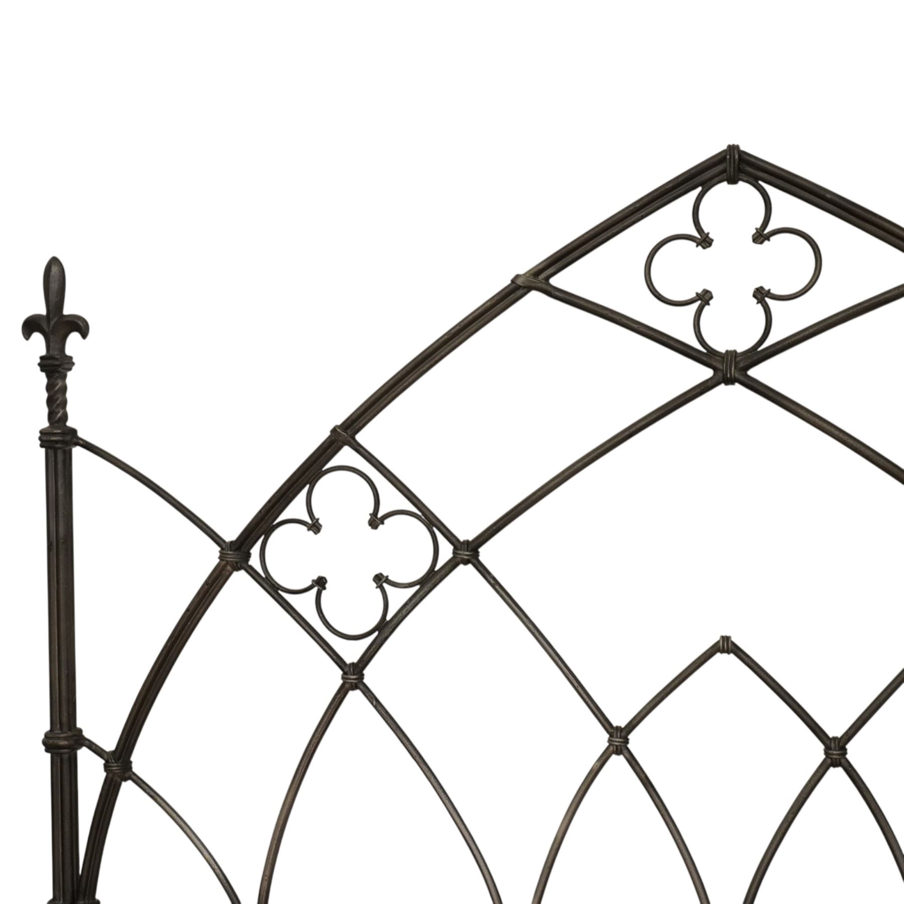 And So To Bed - 'Gothic' 6ft super king with slatted base, forged iron construction with silvered finish, wooden slatted base 