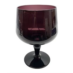 Large 1860/70s amethyst display goblet, with circular spreading foot and pontil mark to base, H20cm