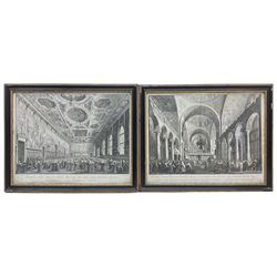 Giovanni Antonio Canal (Canaletto) (Italian 1697-1768): Great Council of Venice and St Mark's Basilica, pair engravings pub. c1766, 44cm x 56cm (2)