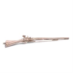 Victorian miniature silver flintlock rifle, L17cm