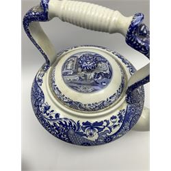 A large Spode blue and white Italian pattern novelty teapot, H33cm, with black printed mark beneath, together with a selection of other Spode blue and white Italian pattern wares. 