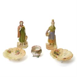 Pair of Royal Worcester blush ivory figures from the Countries of the World series 'Irish ...