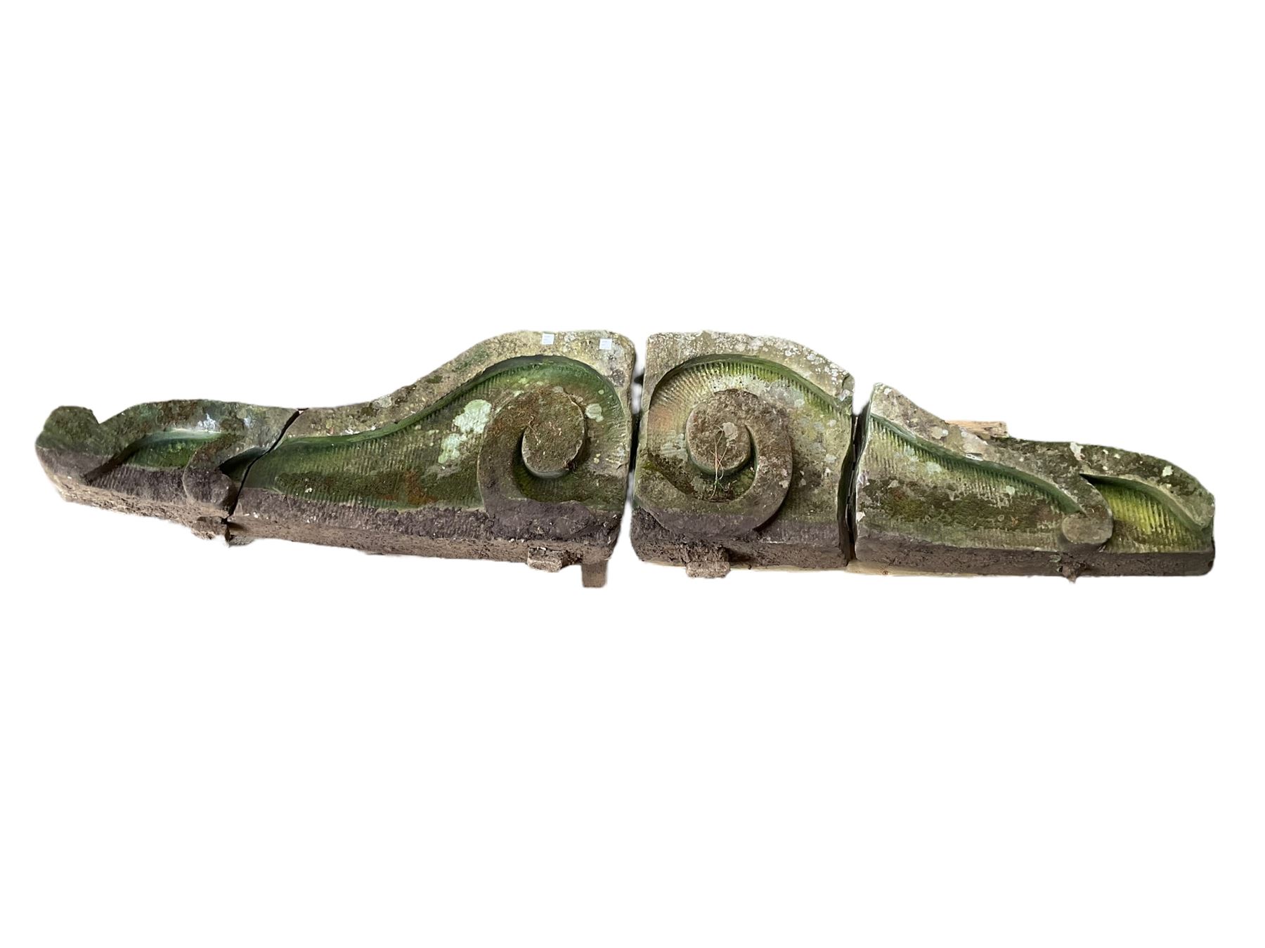 Late 18th century stone garden arbour pediment