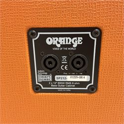 Orange 'Terror Bass' 500 watts Class D Hybrid Bass Amplifier; serial no.03742-0814; L30cm; and Orange 'Voice of the World' SP212 bass cabinet with 2 x 12