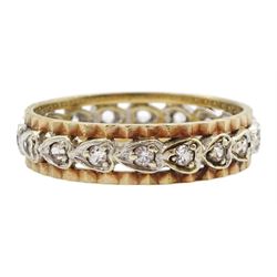 9ct gold cubic zirconia heart shaped full eternity ring, hallmarked