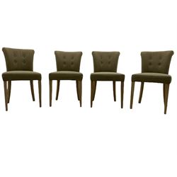 Neptune Furniture - Calverston set of four curved back dining chairs with Clara Natural buttoned upholstery, pale oak legs