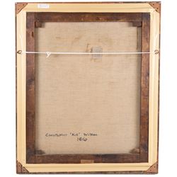 English School (19th Century): Portrait of 'Christoper 'Kit' Wilson', oil on canvas unsigned, titled in a later hand after the original beneath relined canvas verso, 71cm x 58cm 