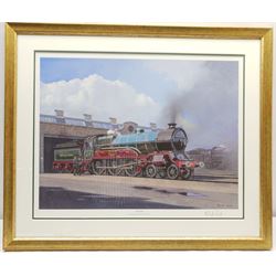 Malcolm Root (British 1950-): Great Central Locomotive 'Valour', colour print signed in pencil 41cm x 52cm