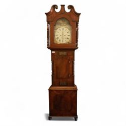 George Rutherford of Huddersfield- 8-day mahogany longcase clock c1880, with a swan neck p...