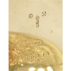 Early 20th century 9ct gold half hunter keyless lever pocket watch, No. 590035, white enamel dial with Roman numeral hour markers and subsidiary seconds dial, the inner dust cover with engraved flower basket decoration, case with London import marks 1916