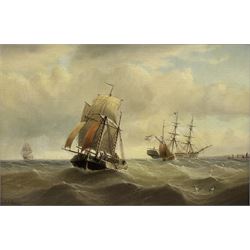 Edward King Redmore (British 1860-1941): Sailing Vessels off the Coast, oil on canvas signed 49cm x 74cm