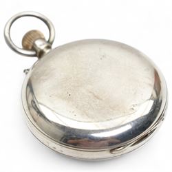 Victorian silver open face keyless lever pocket watch by Sir John Bennett, London, No.87918, cream dial with Roman numeral hour markers and subsidiary seconds dial, case makers mark JW, London 1898