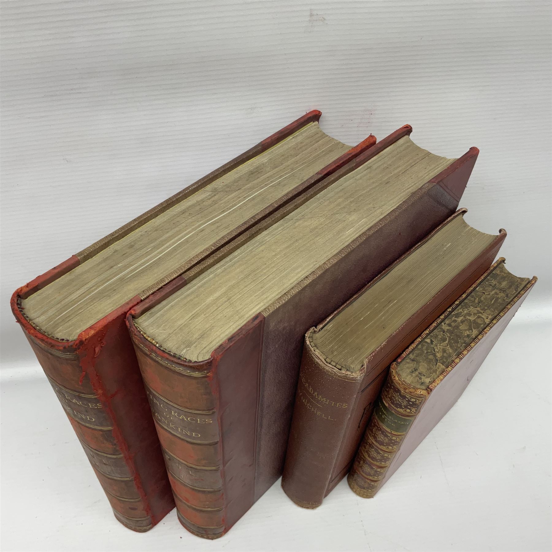 The Living Races of Mankind, two volumes, together with Alexander Winchell; Preadamites or a Demonstration of The Existence of Man before Adam and Edward B Taylor; Anthropology an introduction to the Study of Man and Civilization 
