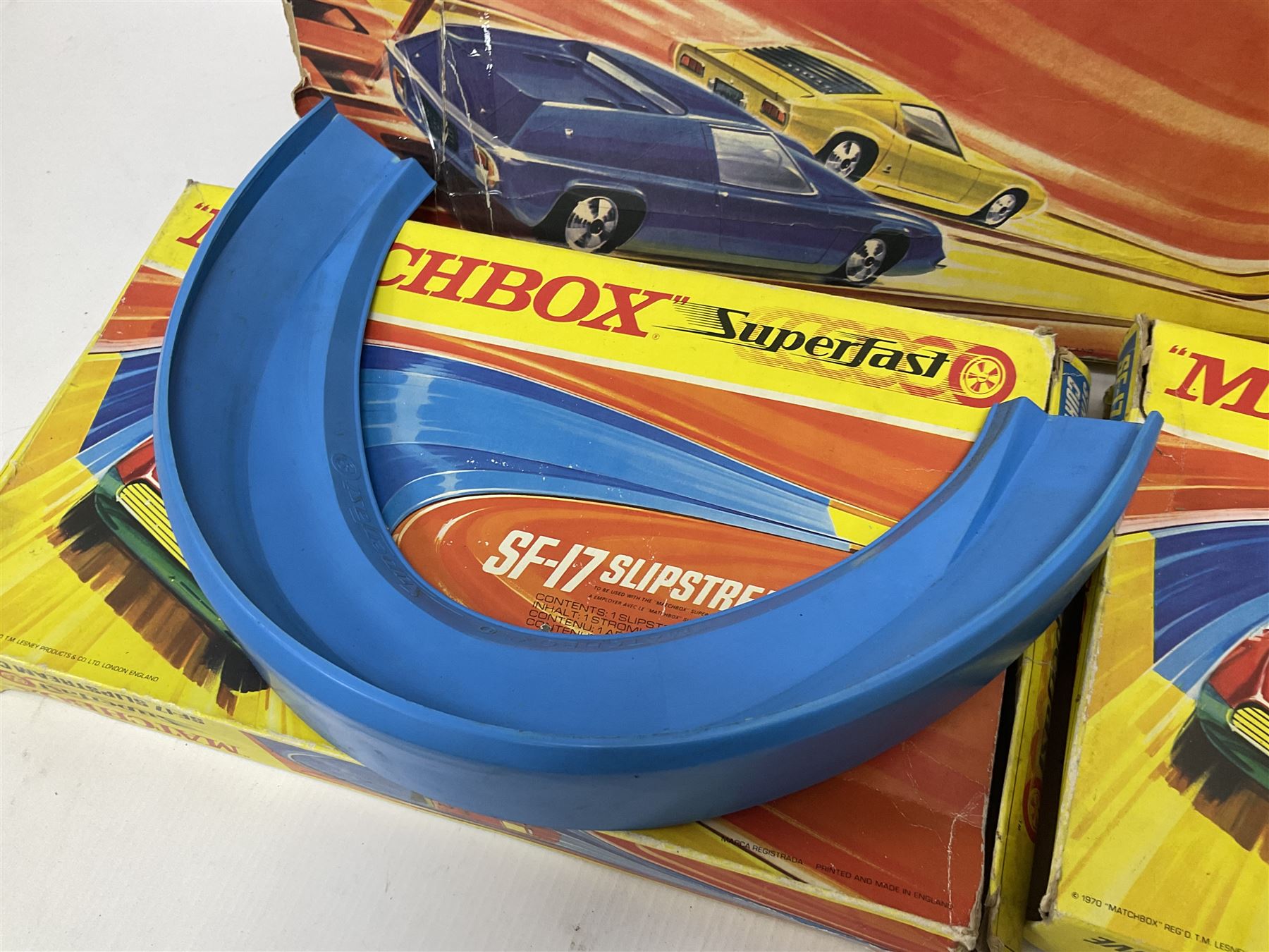 Matchbox Superfast Race Set with boxed Slipstream Curves and Superboosters; and quantity of playworn and unboxed die-cast models