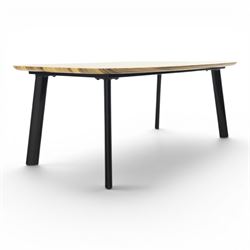 Contemporary zebrawood effect coffee table, rounded rectangular top raised on a gloss black metal frame