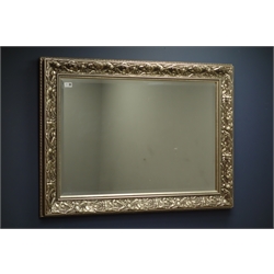  Ornate rectangular silver framed wall mirror, 108cm x 80cm  