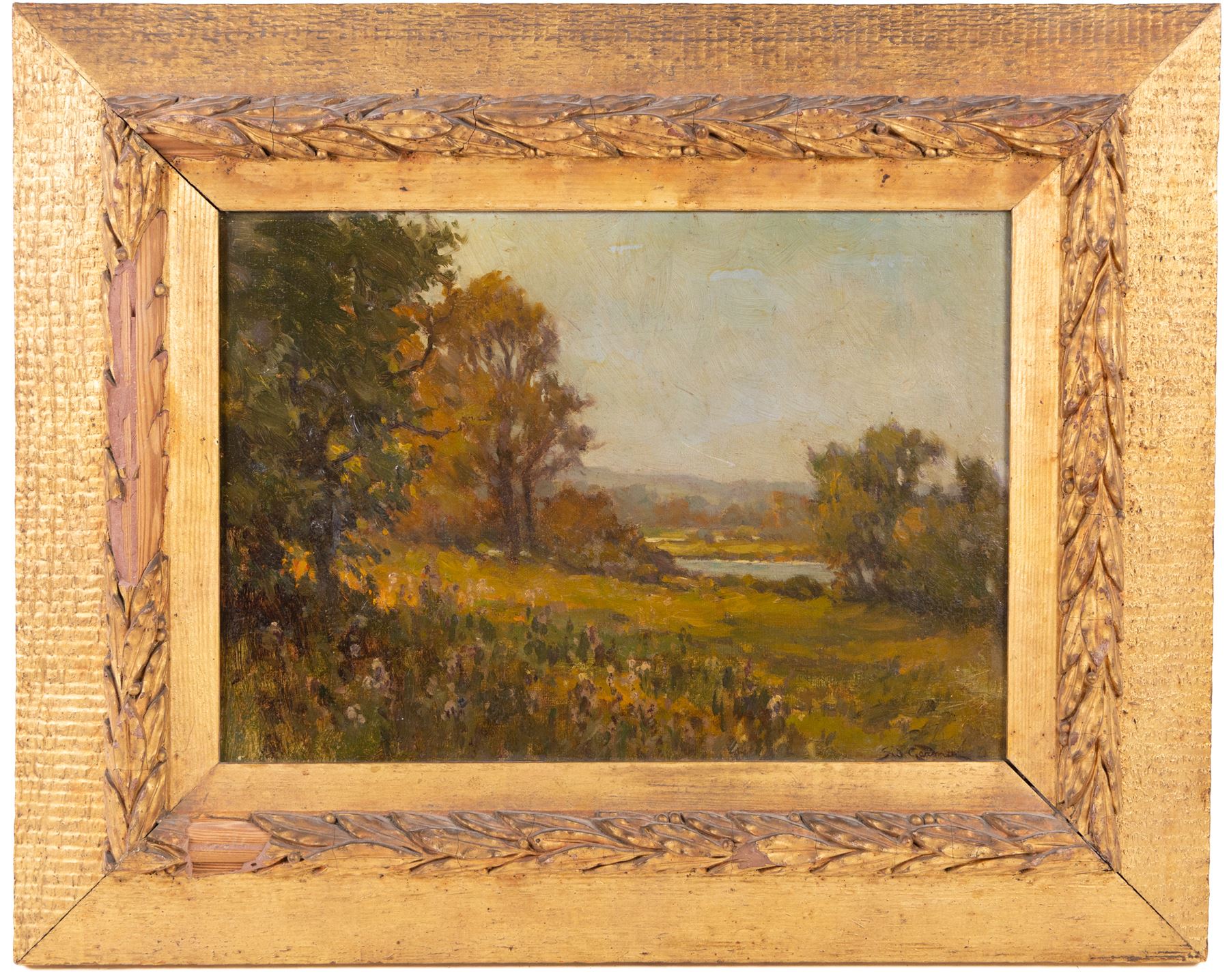 Sidney Valentine Gardner (Staithes Group 1869-1957): 'In the Valley of the Lathkill - Peak of Derbyshire' and Lakeside Landscape, two oils on canvas board signed, one titled verso 24cm x 34cm 