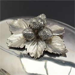 Pair of Georgian design plated candlesticks on square bases H26cm, plated hot water dish, the cover with deer lift and a plated two handled tureen with associated cover