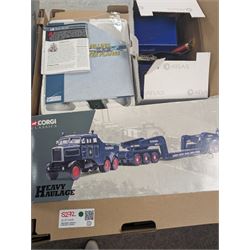 Corgi Heavy Haulage 1:50 scale Pickfords Scammell Constructors and Low Loader, boxed together with a collection of Atlas Editions diecast models, including military aircraft, Great British Buses, Legendary Warships, etc all boxed