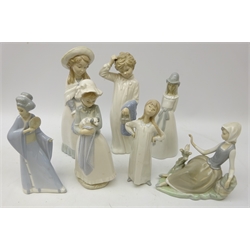  Six Nao and other similar Spanish porcelain figures, H29cm max (6)  