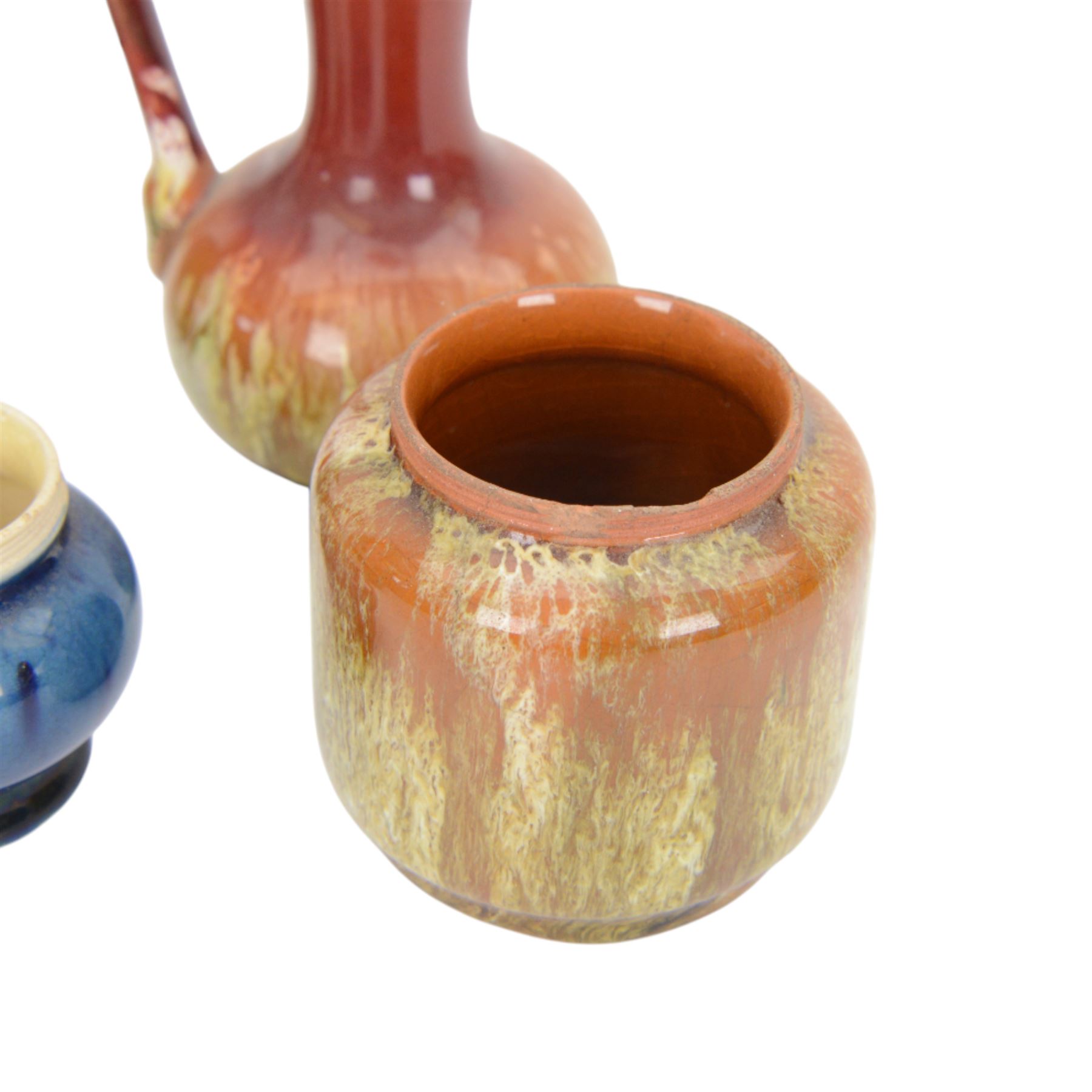 Collection of Linthorpe pottery vases, including pair of vases no 1558, tulip vase 1715 and six others  