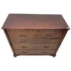 Georgian mahogany chest, fitted with two secret frieze drawers, above two short and three long drawers
