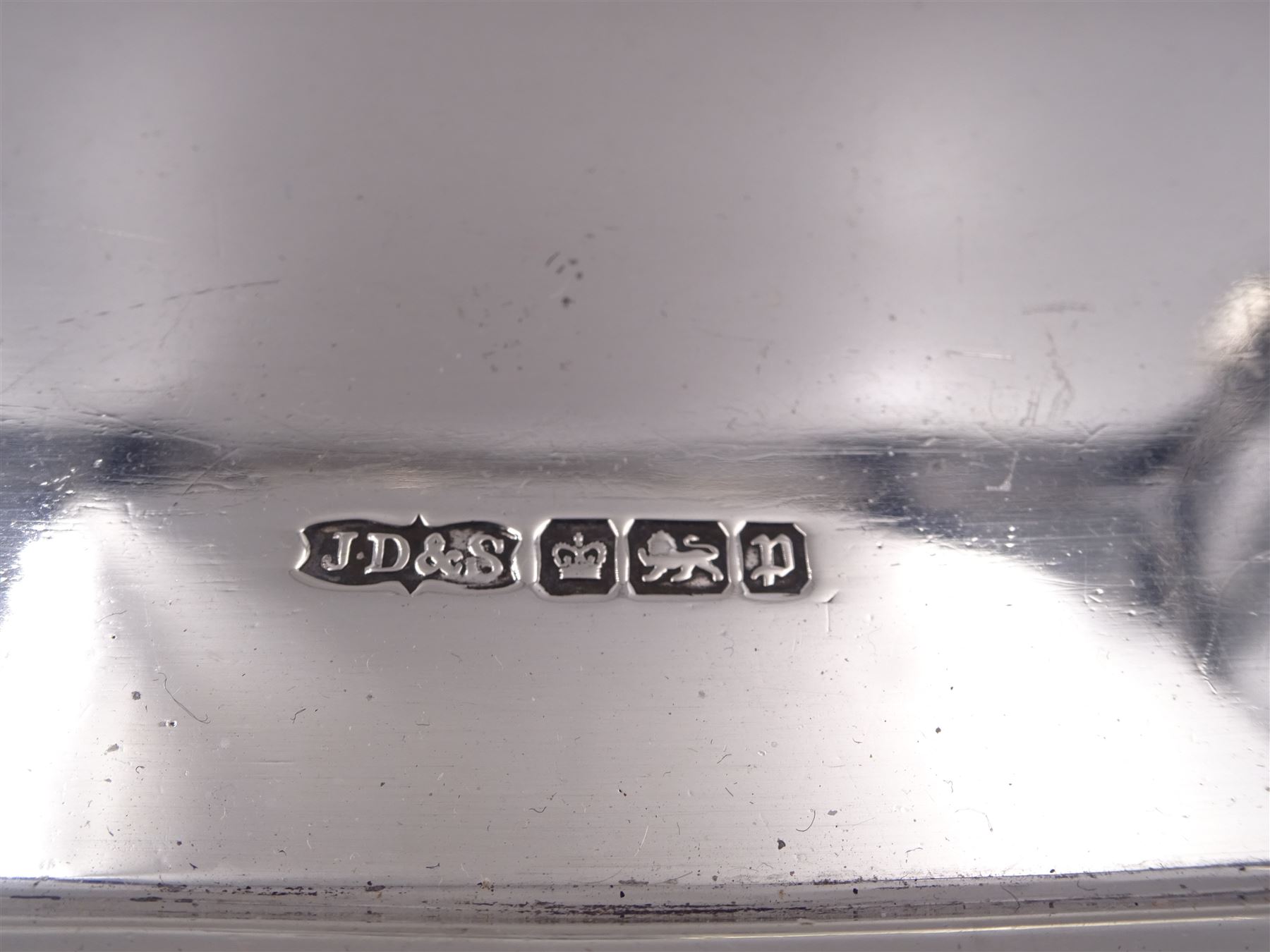 Edwardian silver twin handled tray, with oblique gadrooned rim and presentation engraving to the centre, hallmarked James Dixon & Sons Ltd, Sheffield 1907, not including handles W46cm