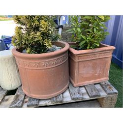 Terracotta planters, light blue glazed plant pots, planters etc. - THIS LOT IS TO BE COLLECTED BY APPOINTMENT FROM DUGGLEBY STORAGE, GREAT HILL, EASTFIELD, SCARBOROUGH, YO11 3TX