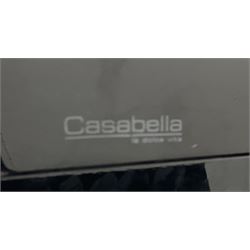 Casabella Dolce Vita black gloss and glass extending dining table, rectangular, and set six chairs black and white dining chairs