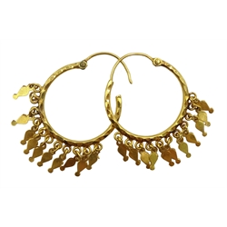  Pair of 18ct gold hoop earrings, approx 5.53gm