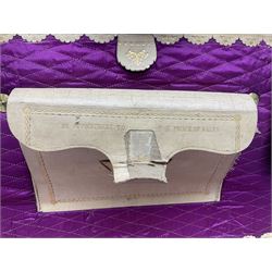 19th century leather suitcase, with brass plaque to cover engraved 'C R F Lutwidge Esq', the pink silk and white kid leather interior with pouch and edging impressed with gilt lettering reading 'By Appointment of Prince of Wales J W Allen 37 Strand Maker Prize Medal Awarded', H21cm, W73cm, Notes: Charles R. Fletcher Lutwidge, was mayor of Tunbridge Wells between 1895-1898, and again between 1901-1902