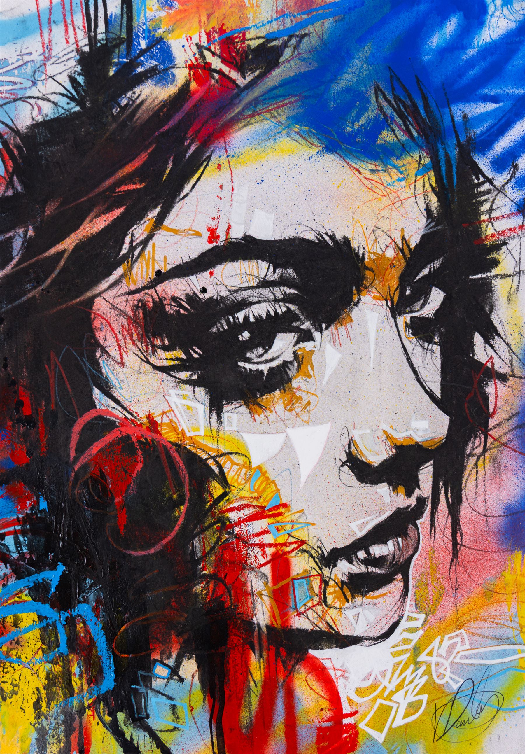 Vin Dantes (Contemporary): Chromazephyr, charcoal and acrylic on paper signed 42cm x 30cm (unframed)