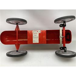Child's red tin car in the form of a racing car, L72cm H37cm