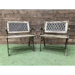 Pair of cast iron and wood slatted garden bench seats - THIS LOT IS TO BE COLLECTED BY APPOINTMENT FROM DUGGLEBY STORAGE, GREAT HILL, EASTFIELD, SCARBOROUGH, YO11 3TX