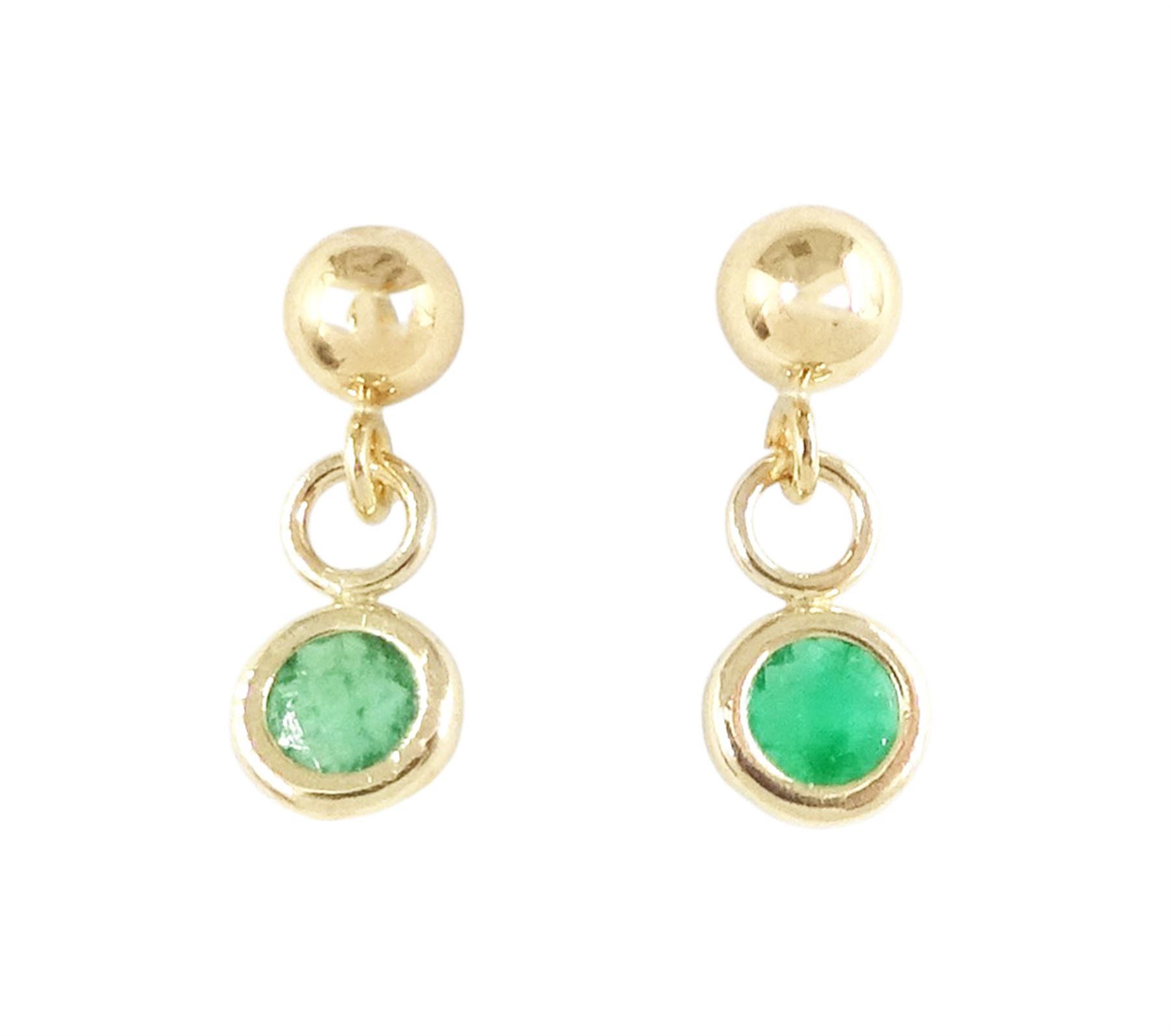 Pair of 9ct gold emerald pendant stud earrings, stamped 375