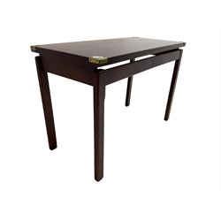 Military style mahogany side table with brass mounts