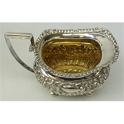  Edwardian four piece silver tea set, embossed flower and leaf decoration  by George Nathan & Ridley Hayes, Chester 1903, approx 78oz gross. Provenance Property of Bob Heath, Brandesburton Formerly of Ravenfield Hall Farm near Rotherham  