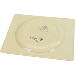 Clarice Cliff Biarritz sandwich set, comprising a rectangular platter and six side plates, all in the Brookfields pattern, the platter with printed Clarice Cliff Newport Pottery and The Biarritz Royal Staffordshire mark beneath, platter H23cm, W19.5cm
