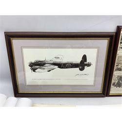 Collection of twenty-one unframed and seven framed prints of predominantly aviation interest after David Pritchard, Brian Petch, Stephen Teasdale, Barry Price, Coulson, Wardle etc; depicting Spitfires, Hurricanes etc; some limited editions with certificates and many bearing multiple signatures on the mount