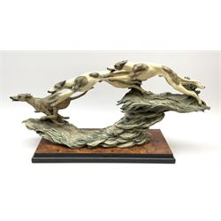 Capodimonte figural group modelled as greyhounds in chase, H30cm, limited edition 452/3000