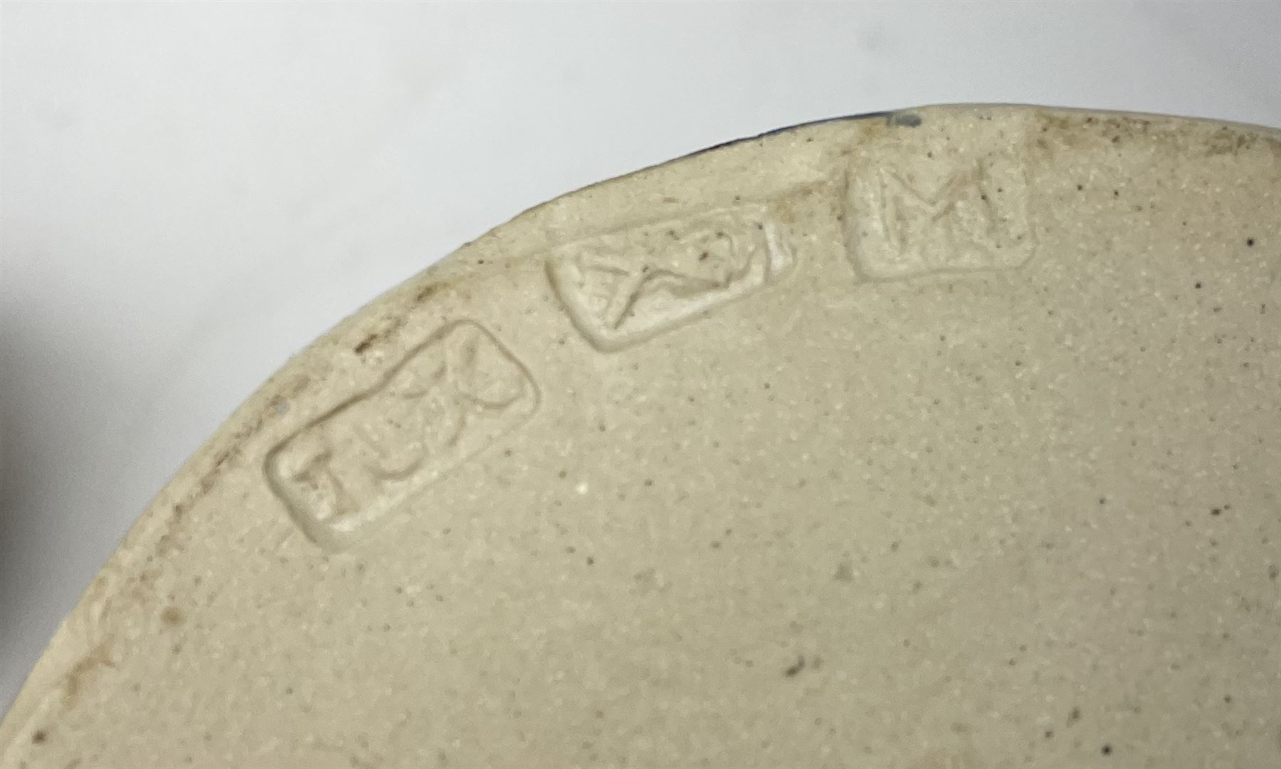 Jeremy Leach (British 1941-): Two Lowerdown Pottery Stoneware vases, one with flared trumpet neck, shouldered baluster body painted in blue with Bamboo and the other having similar decoration, impressed marks to both H32.5cm max (2)