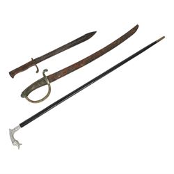 WWI German sawback bayonet, French Briquet and, early 20th century silver white metal fish...