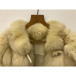 White Arctic Fox fur coat with loop fasteners 