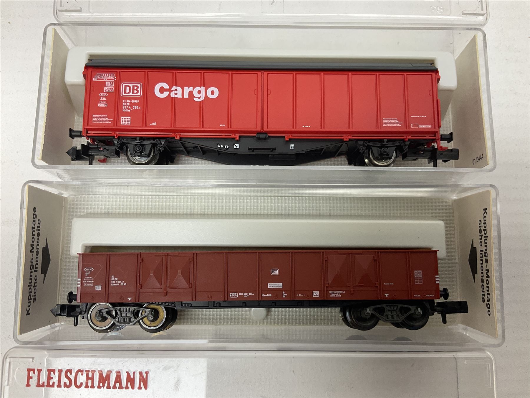 Fleischmann 'N' gauge - thirteen goods wagons Nos.8201K, 8234K, 8240K, 8282, 8325, 8330, 8372K, 8488K, 8515K, 834606K, 852401K, 852404K & 868523K; all boxed (13)