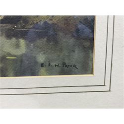 Ebenezer John Woods (Jack) Prior (British 1914-1988): 'Old Water Mill - Beetham', watercolour signed, titled on label verso 24cm x 35cm