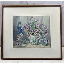 Arthur Bracken (British Early 20th Century): 'Flowers and the Gardener', watercolour signed, titled on label verso with artist's Kendal address 27cm x 31cm